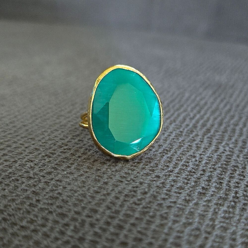 Zeyzey Faceted Green💚 Agate Statement Ring💍 - Picture 7 of 16
